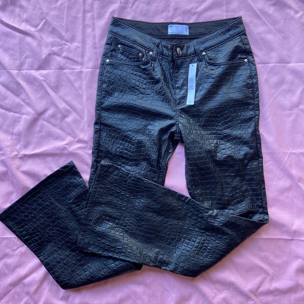 Asos crocodile print textured flared pants